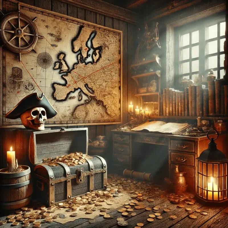 La cabine du capitaine Barbe Noire - Le bateau Pirate